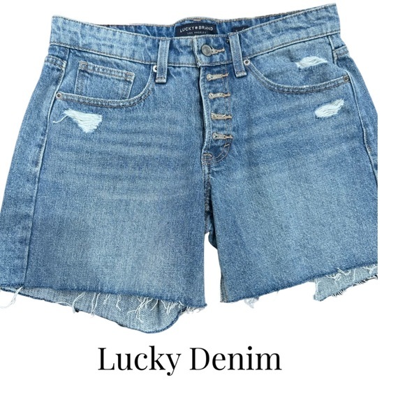Womens Lucky Denim shorts - size 2 -‎ button down - Picture 2 of 8